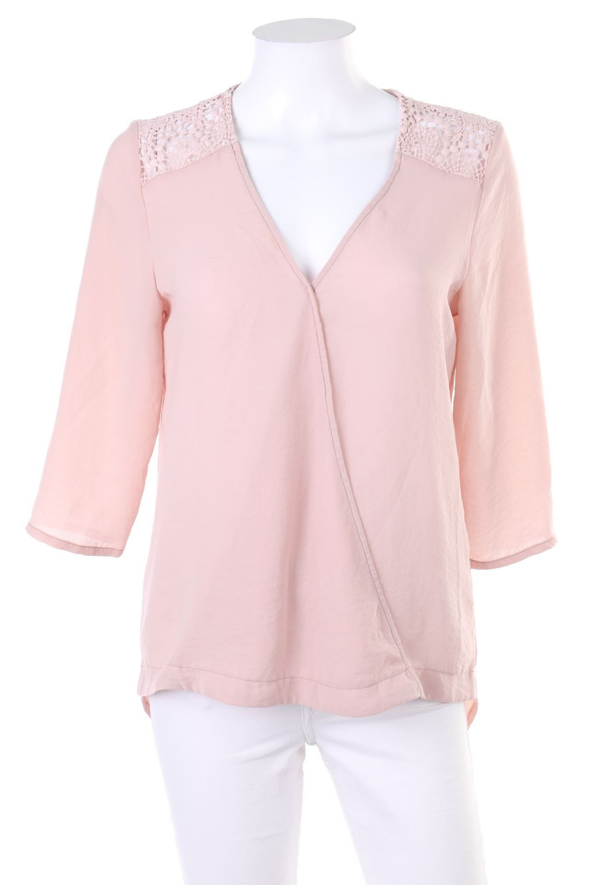 ANNA FIELD - Blouse with Wrap-Effect with Lace - D 36