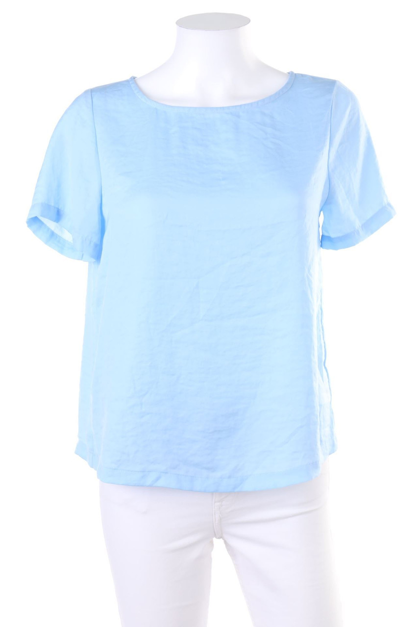 ICHI - Satin-Kurzarm-Bluse mit Keyhole - D 34