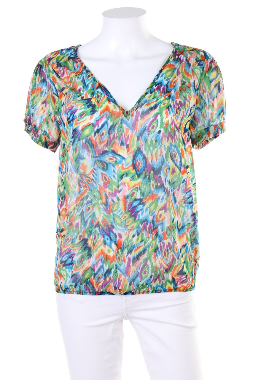 ZARA - Kurzarm-Bluse mit Print - M