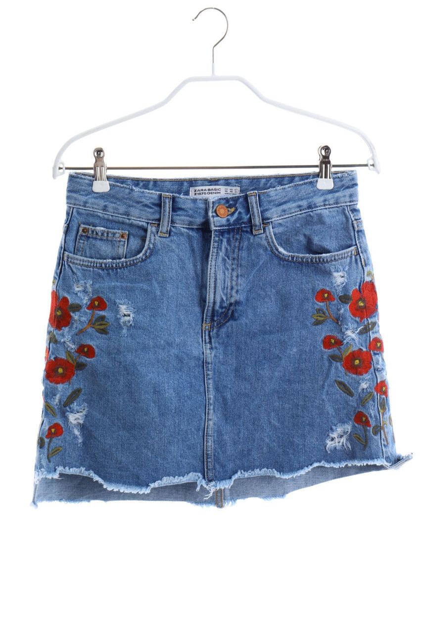 ZARA - Mini-Jeansrock mit Stickereien - XS