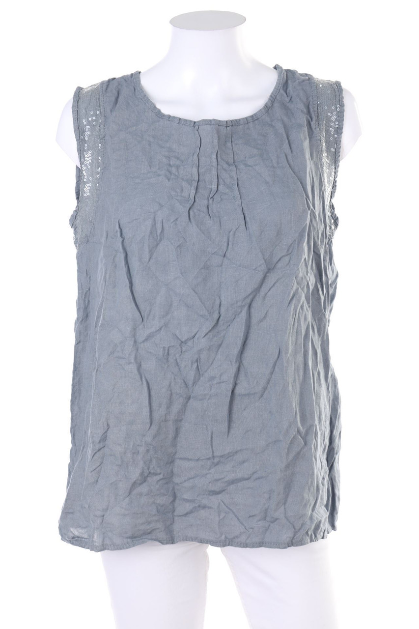 SECONDHAND - Blouse Top, Linen with Sequins - M