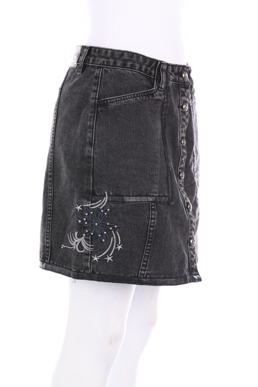 Desigual - Mini-Jeansrock mit Stickereien - L