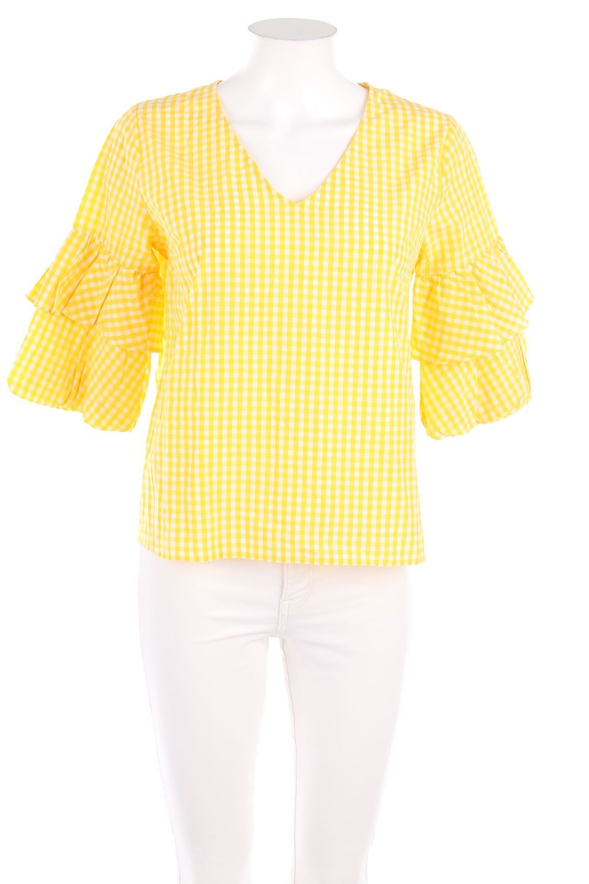 No Label - Checked Blouse with 3/4 Sleeve - XL