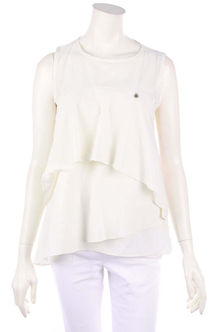 RINASCIMENTO - Ruffled Blouse with Mesh Insert - L