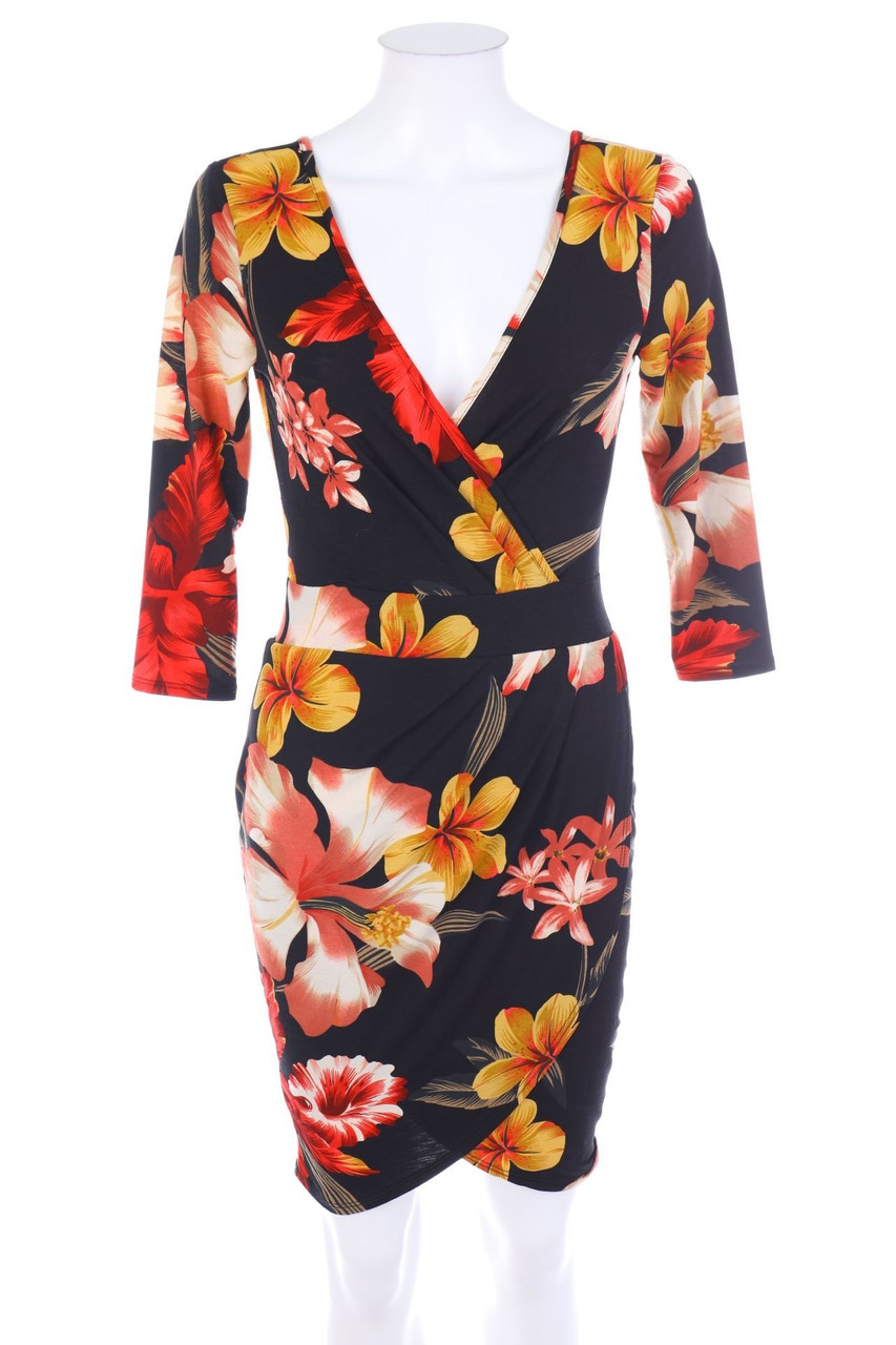 No Label - Dress with Wrap-Effect with floral print - S