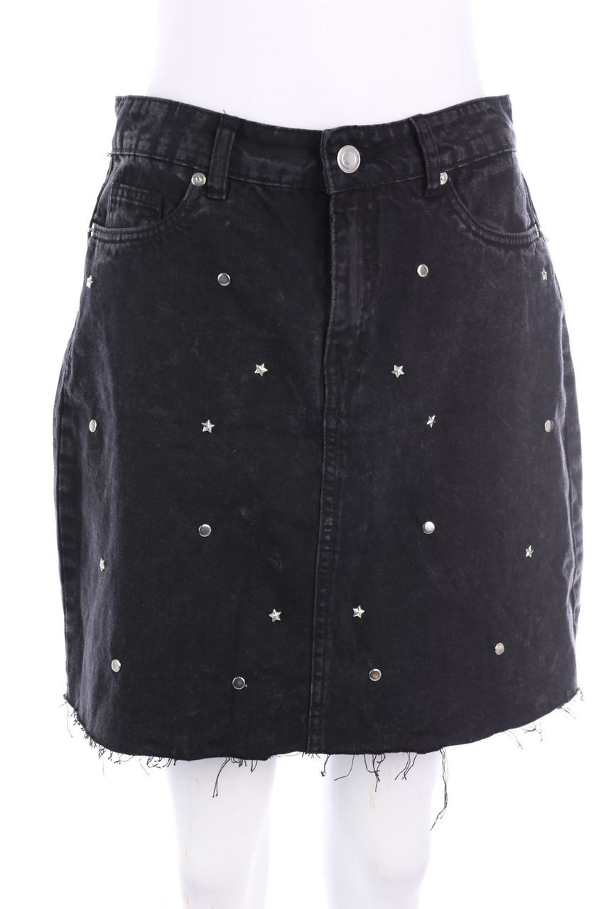 No Label - Denim Skirt with Applications - D 38