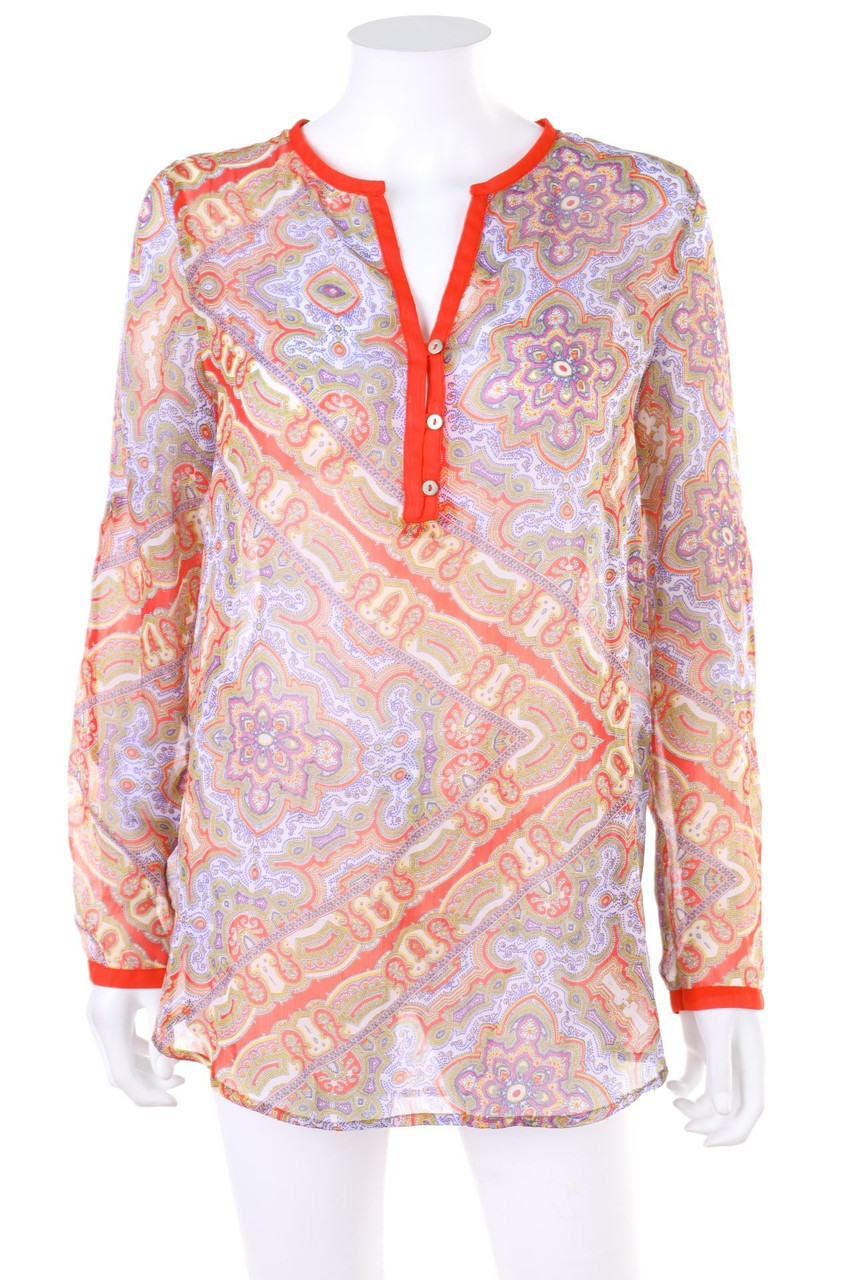 MANGO - Print-Bluse mit Roll-up-Manschette - S