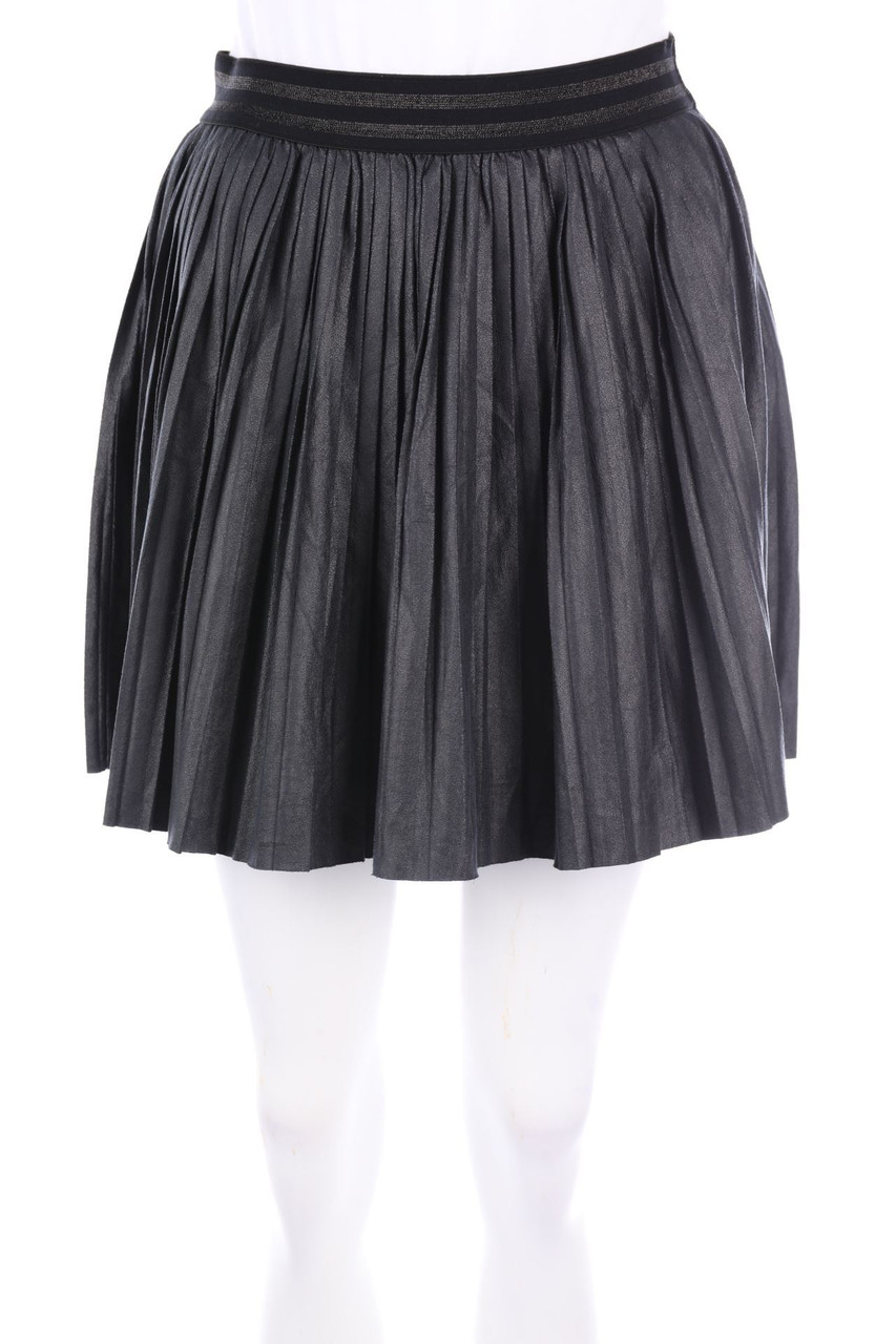 No Label - Pleated Mini-Skirt, Faux Leather - S