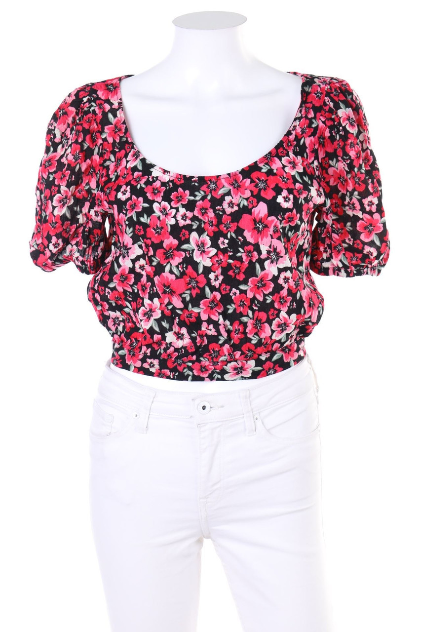 H&M DIVIDED - Kurzarm-Bluse mit Blumen-Print - D 36