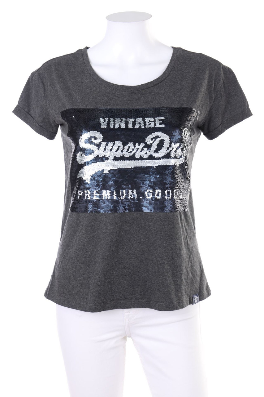 Superdry - Kurzarm-Shirt mit Wende-Pailletten - D 34