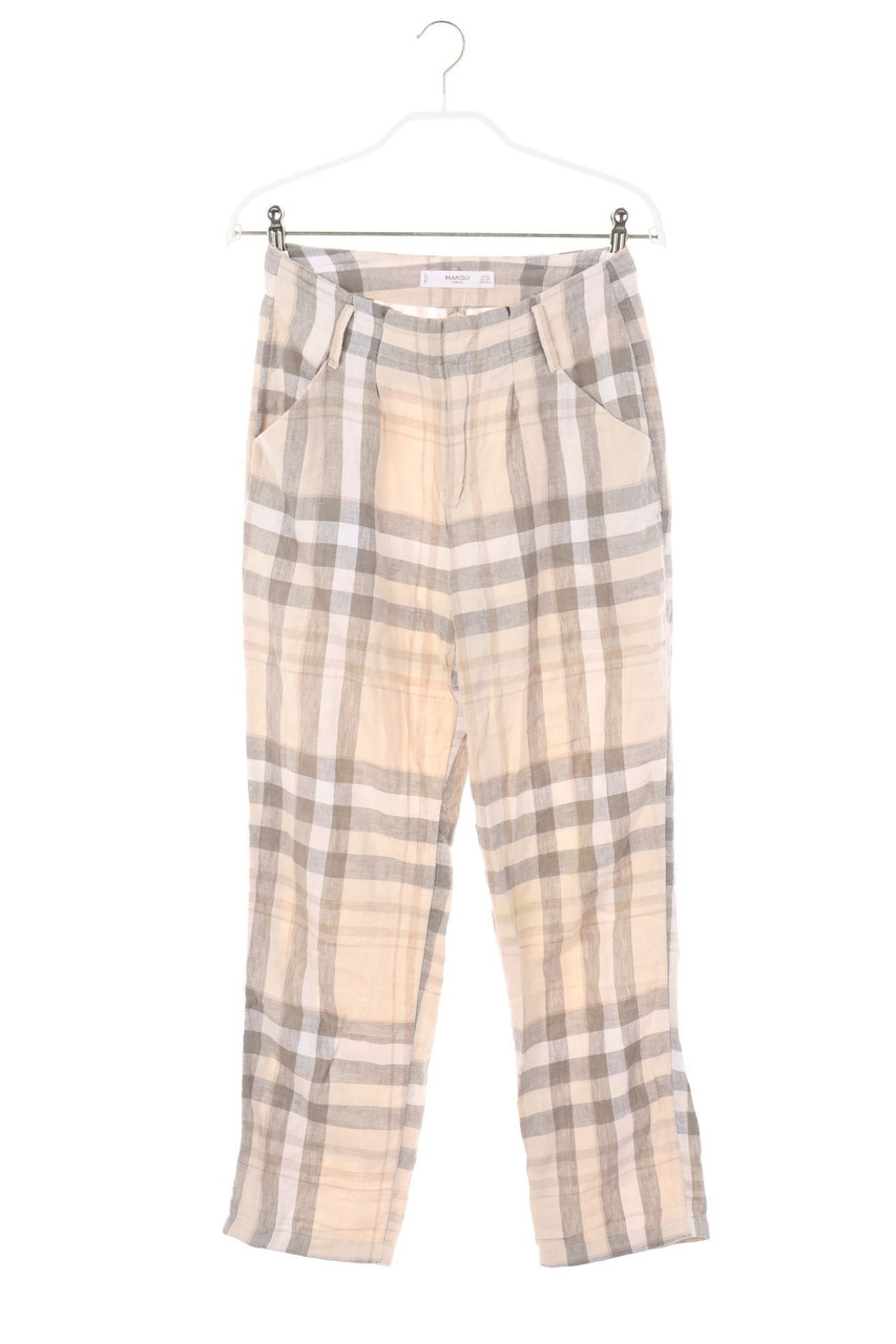 MANGO - Hose aus Leinen mit Karo-Muster - XS