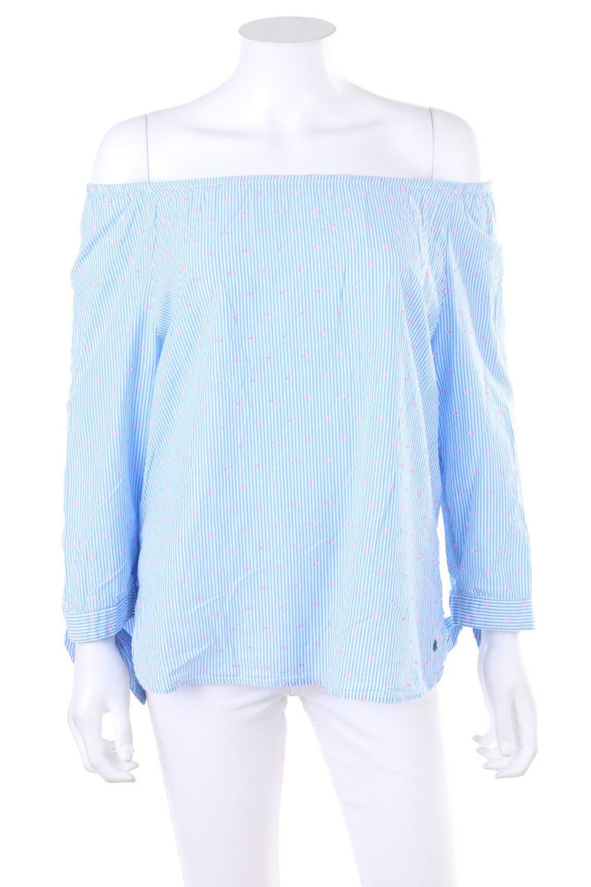 BONITA - Off-the-shoulder blouse, Cotton with Bow - D 40