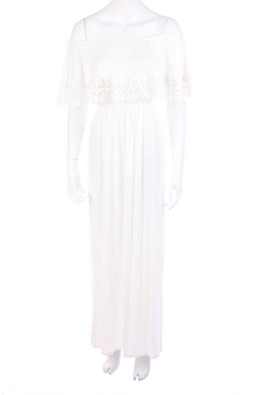 Boohoo - Carmen-Maxi-Kleid aus Viskose-Mix mit Spitze - D 38