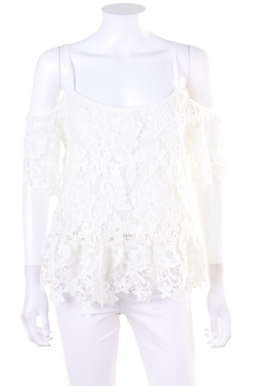 T. Wall - Cold-Shoulder-Shortsleeve Blouse, Lace - L