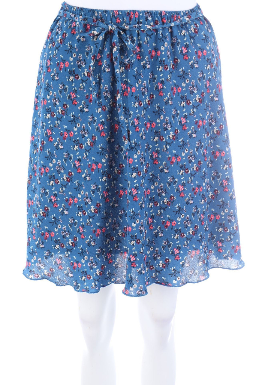 blue motion - Skirt with Flower Print - S