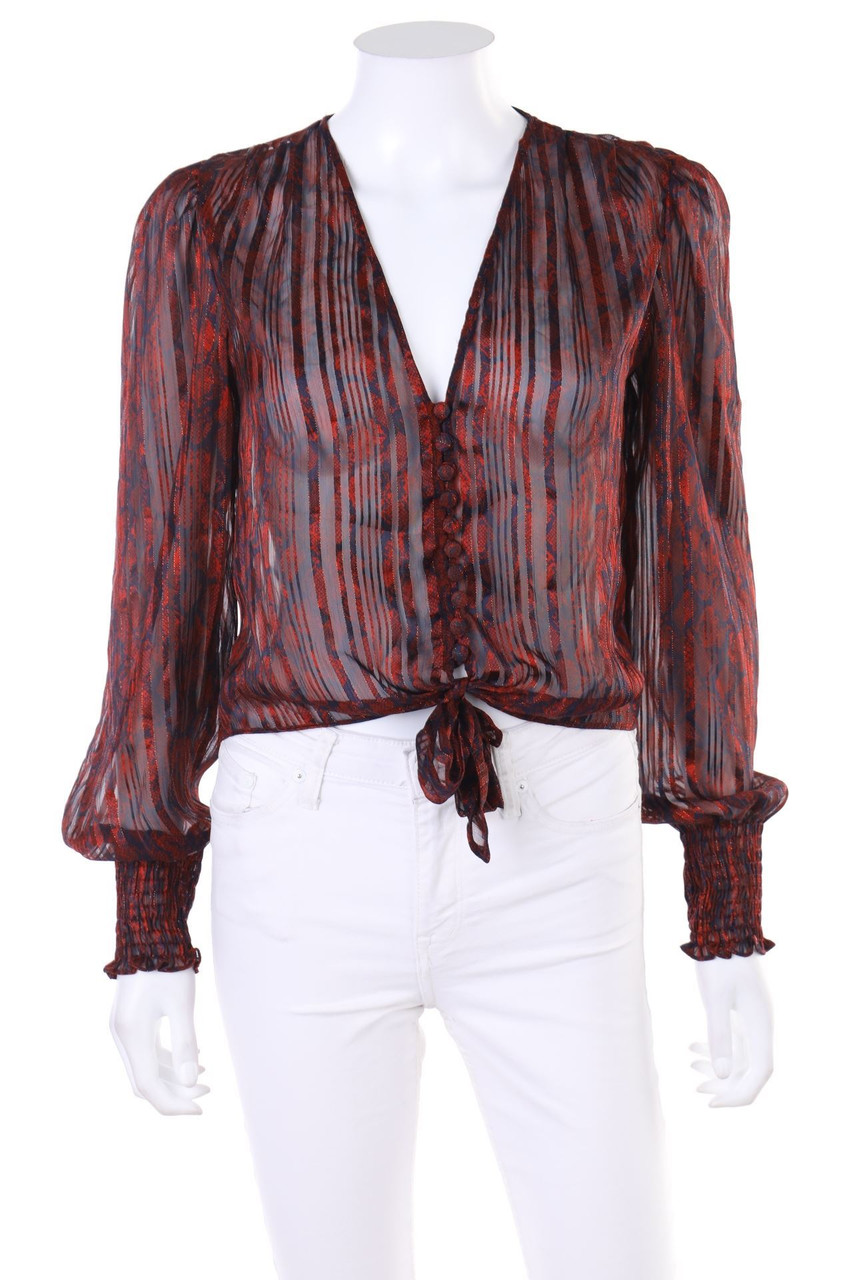 ZARA - Knoten-Bluse mit Animal-Print - XS