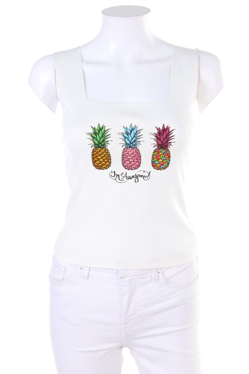 Ohne Label - Strick-Top mit Statement-Print - D 32