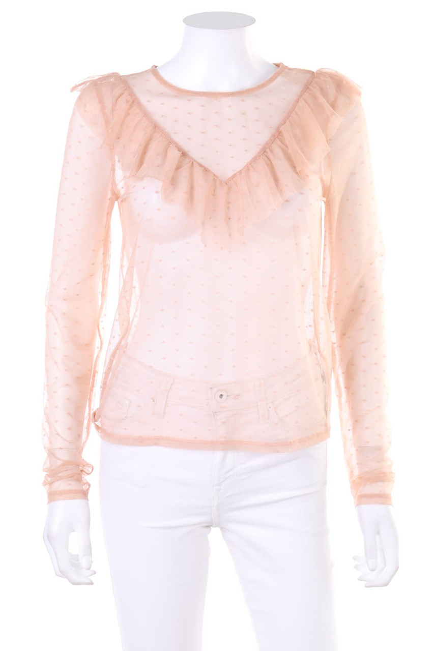 No Label - Mesh-Longsleeve-Shirt with Volants - D 38