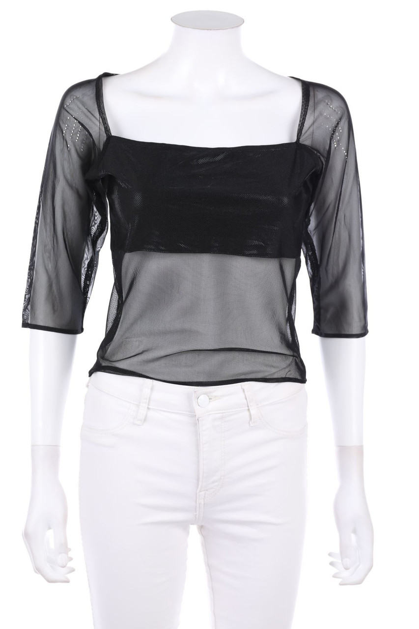 Ohne Label - Mesh-Shirt mit tiefem Rückenausschnitt - D 34