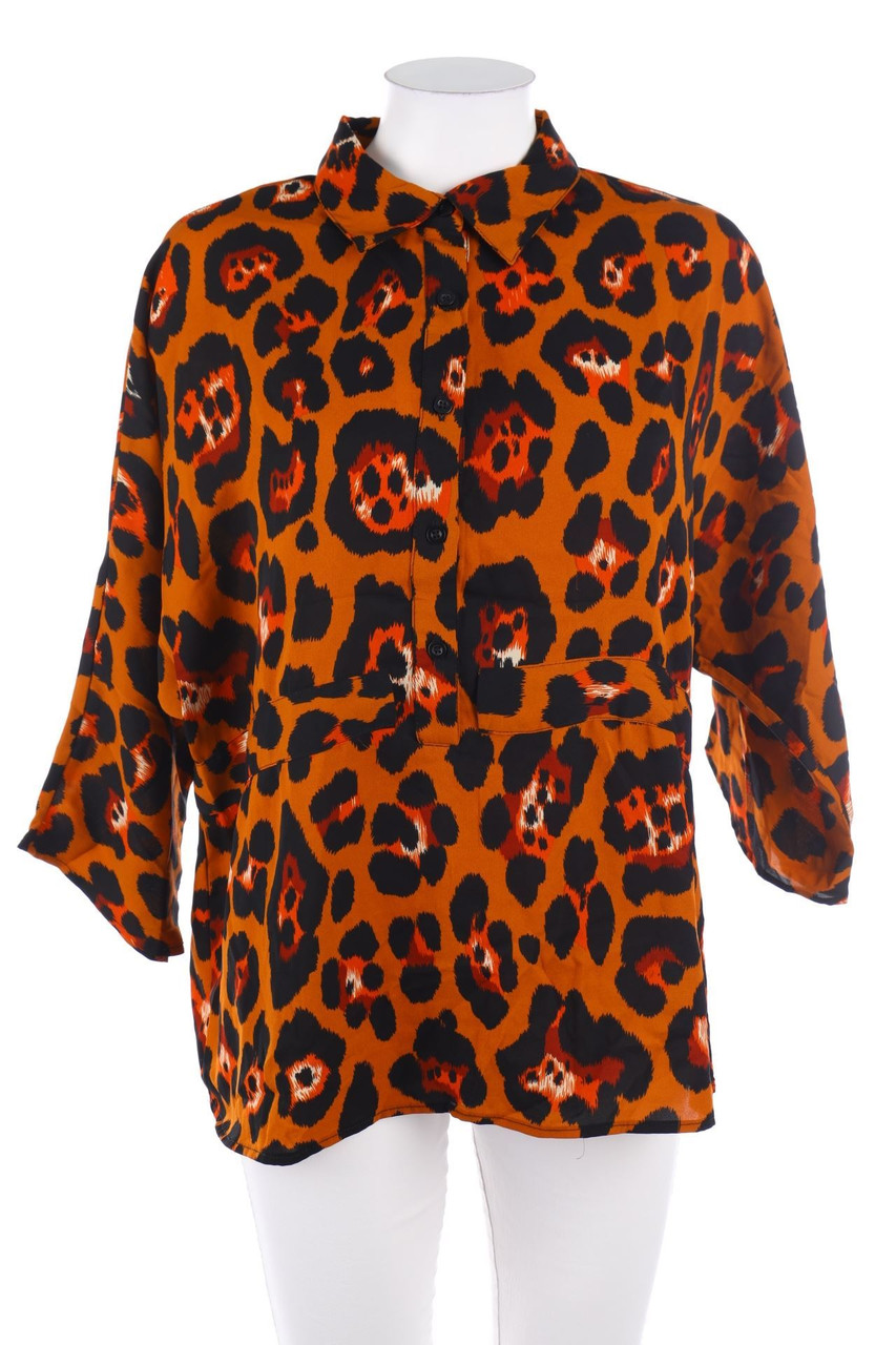 No Label - Blouse with 3/4 Sleeve with Leo Print - D 42