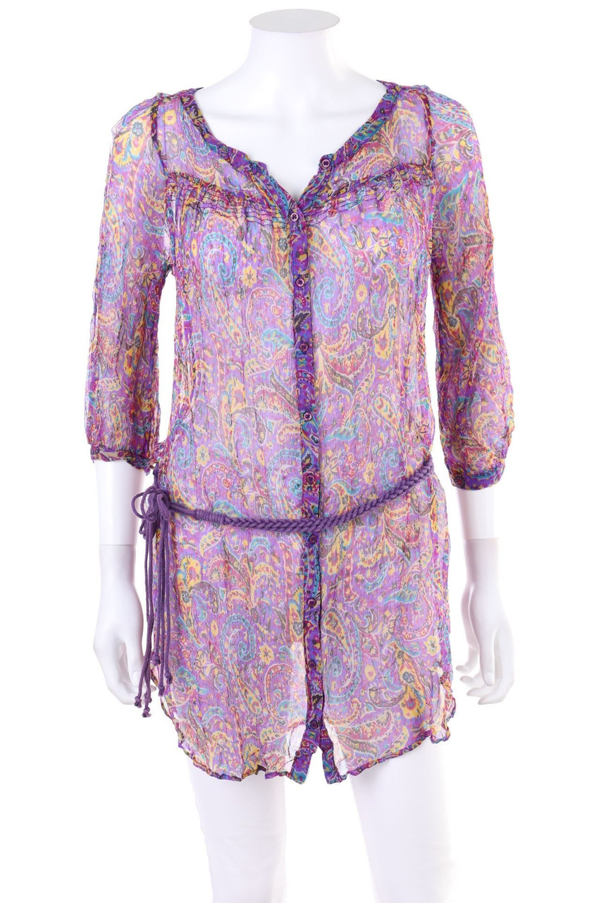 ZARA - Print-Bluse mit 3/4-Ärmel mit Gürtel - S