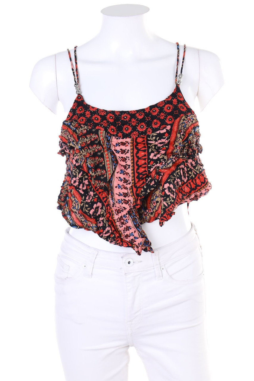 TALLY WEiJL - Cropped-Boho-Blouse Top with Volants - S
