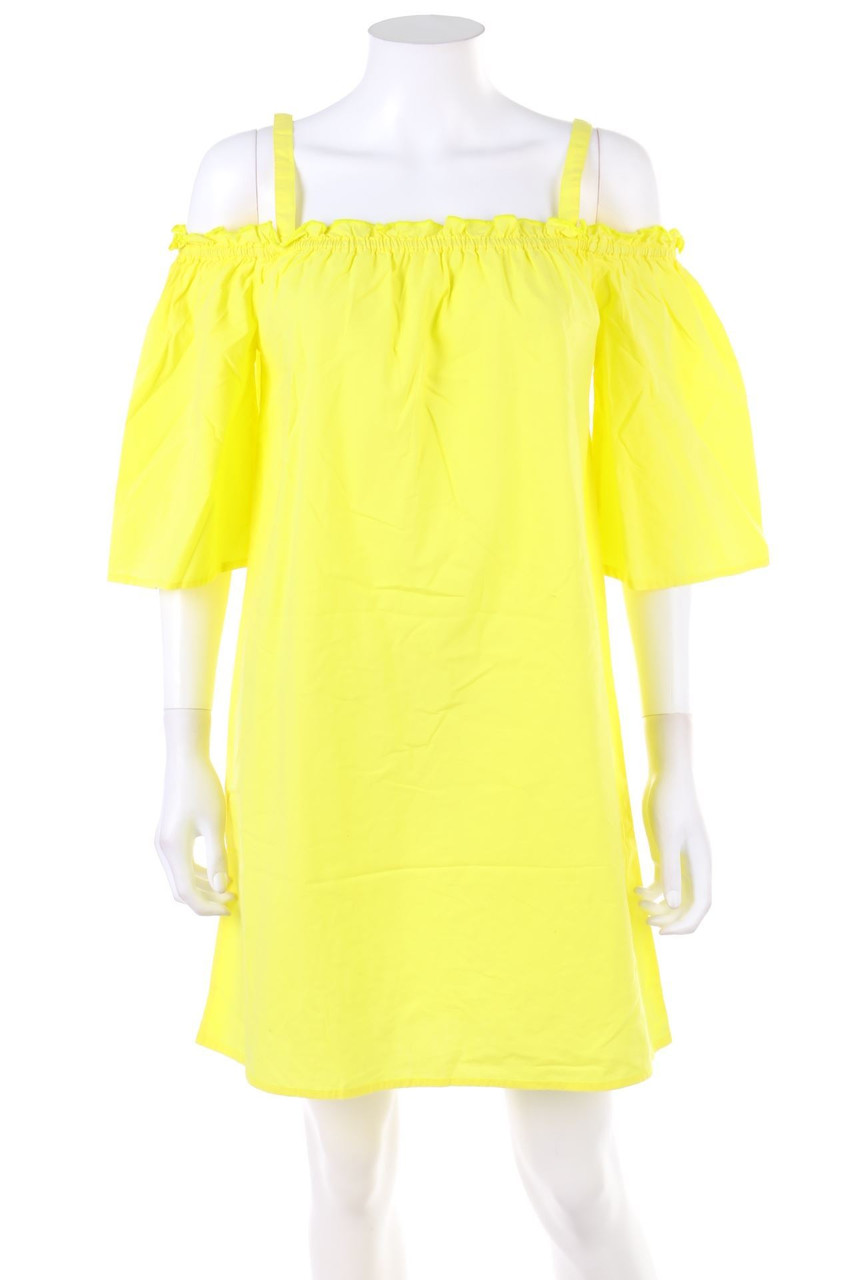 even&odd - Cold-Shoulder-Mini Dress with Frills - L