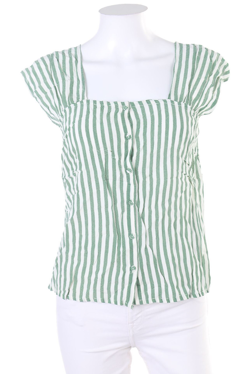 YAS - Kurzarm-Bluse mit Streifen - XS