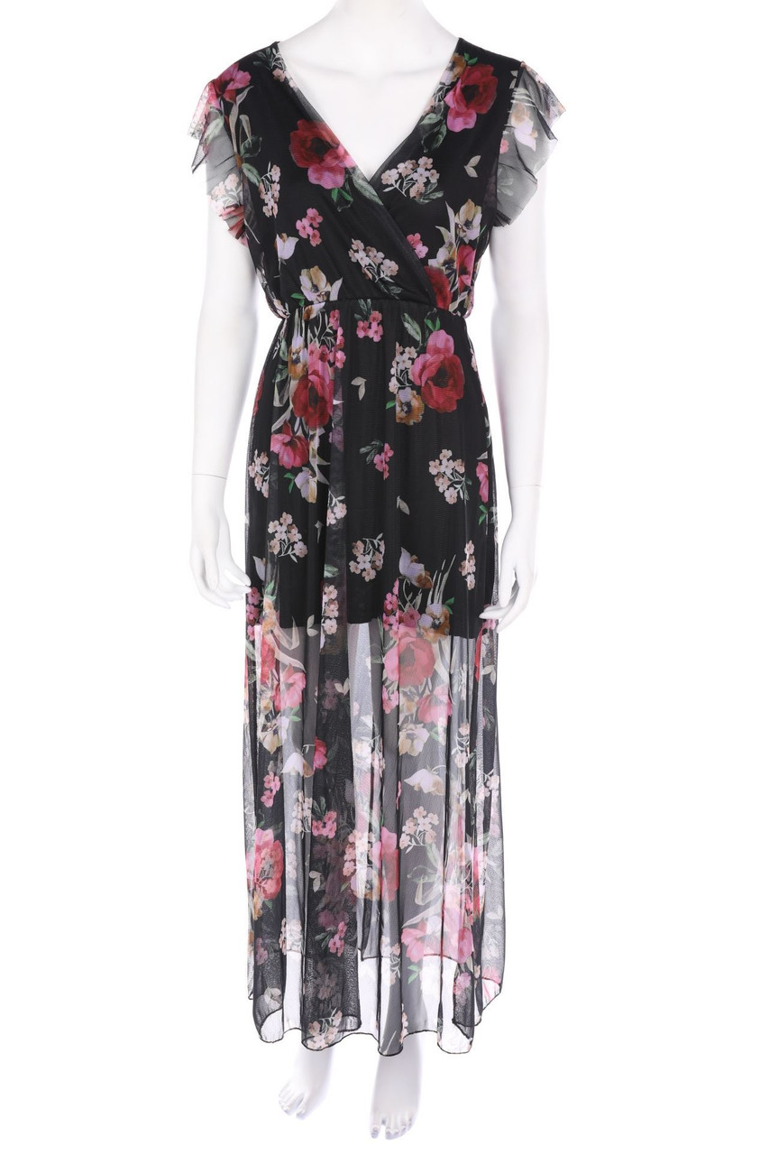 NUNA LIE - Maxi-Abendkleid mit Rüschen in Wickel-Optik - L