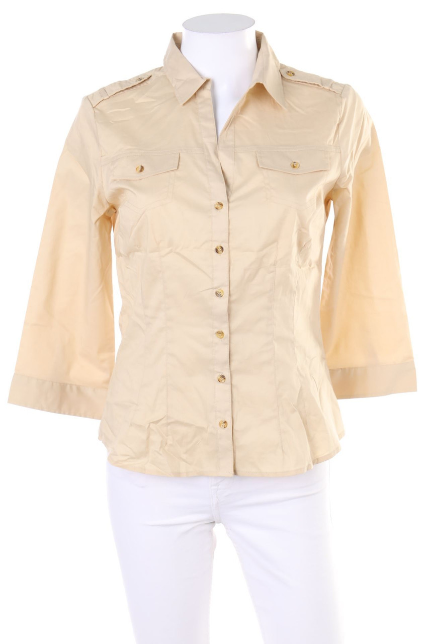 H&M - Hemd-Bluse mit 3/4-Ärmel aus Baumwoll-Mix mit Schulter-Riegeln - D 40