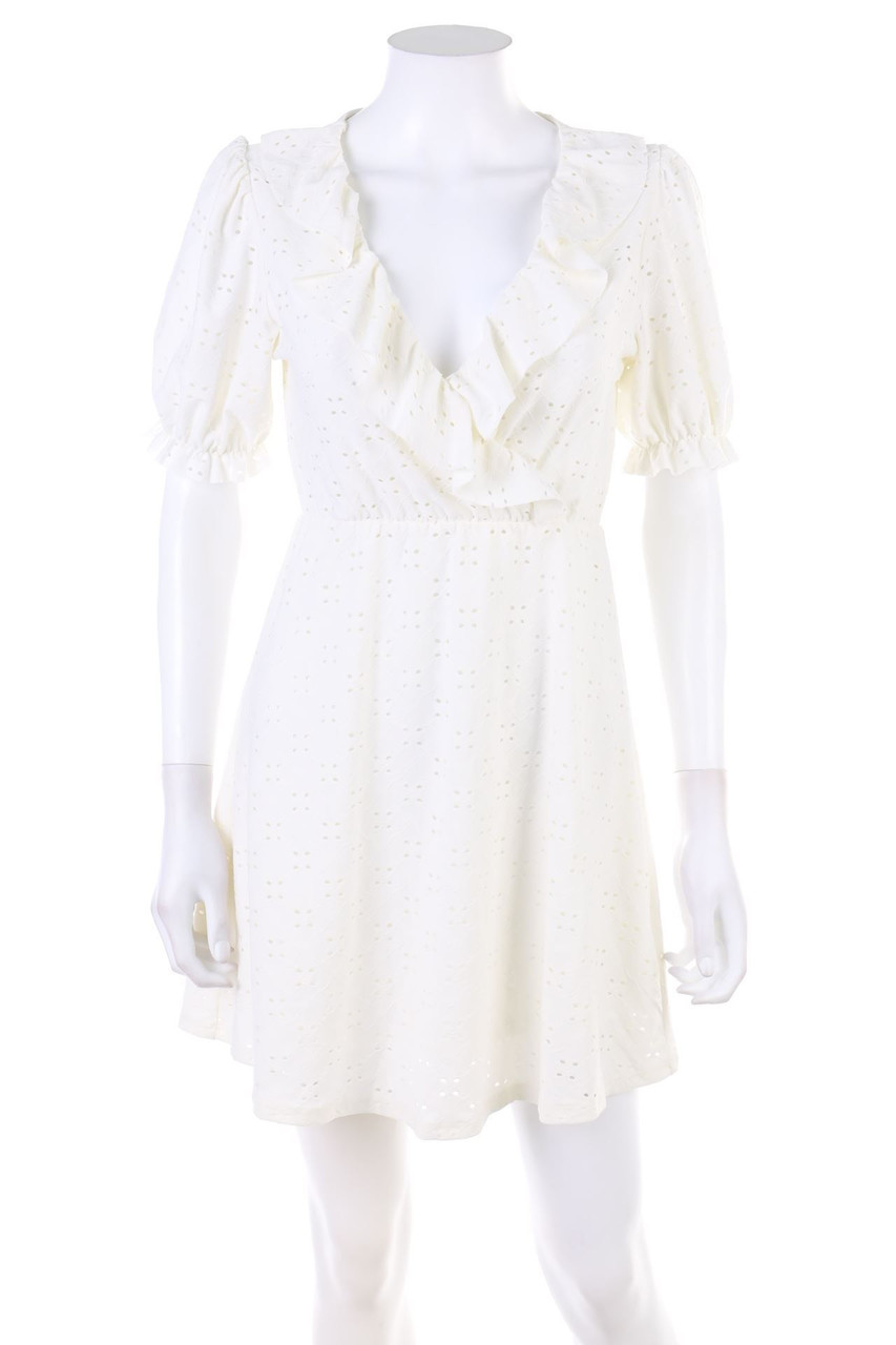 VILA - Minikleid aus Lochspitze mit Volants - XS