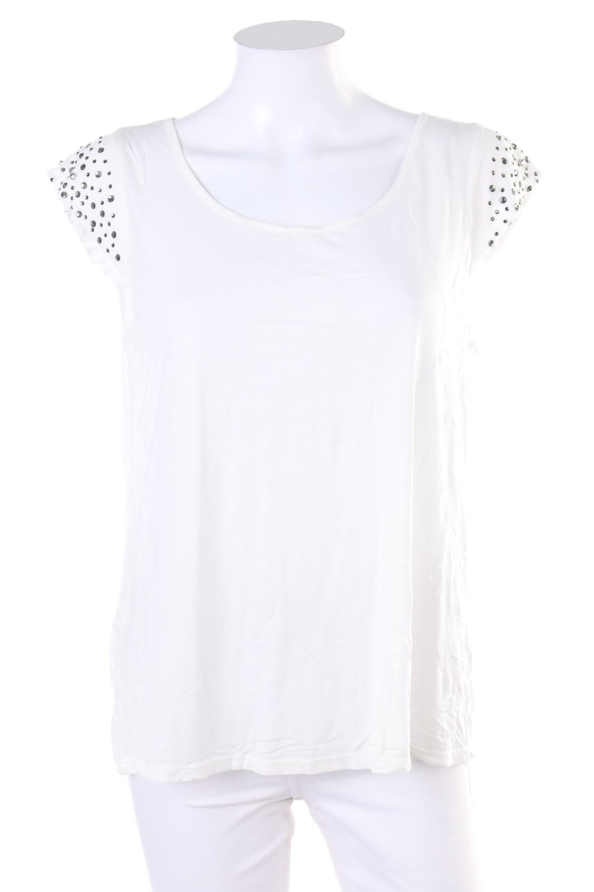 promod - Kurzarm-Shirt mit Strass-Steinen - S