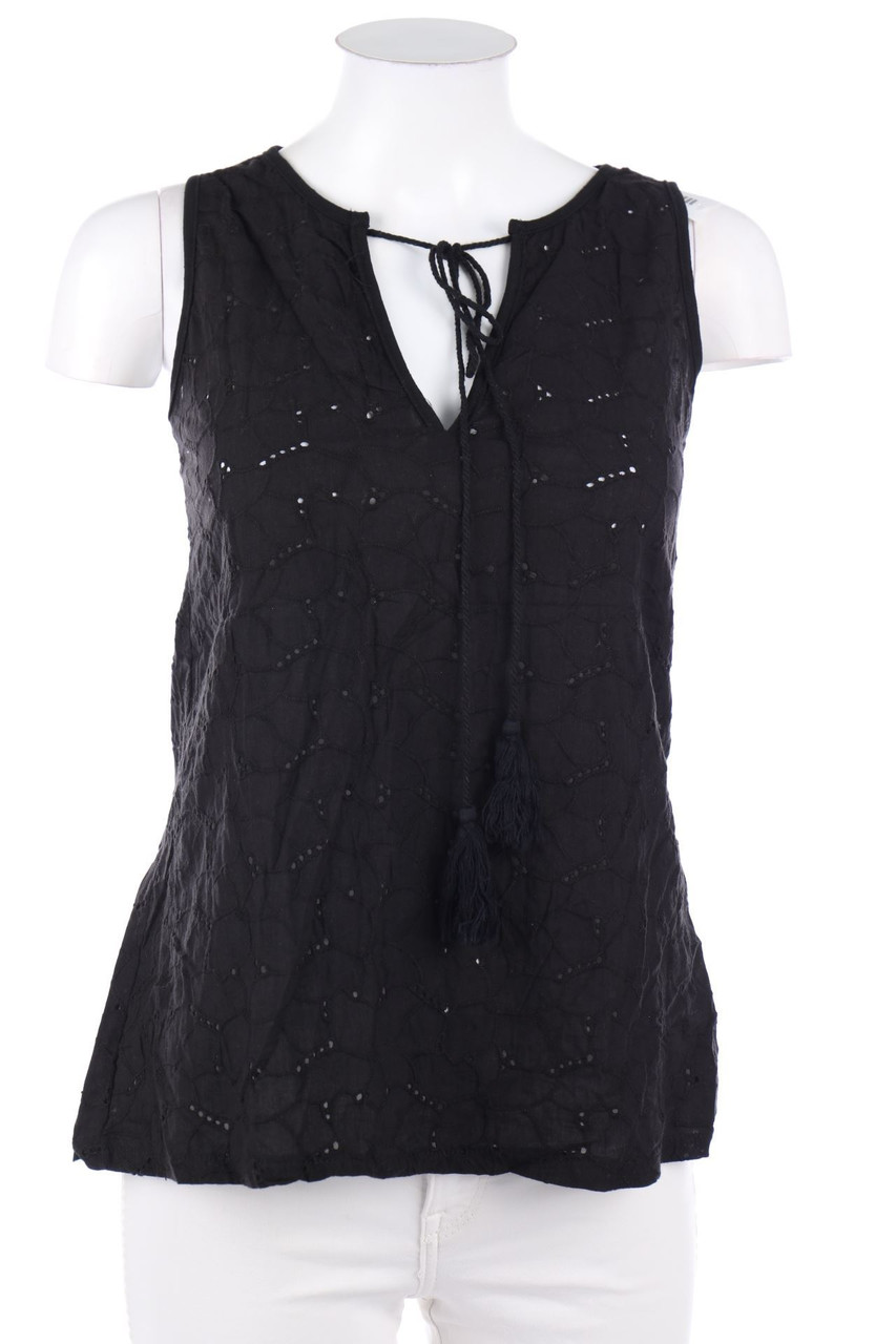 No Label - Lace-Blouse Top with Tassels - S