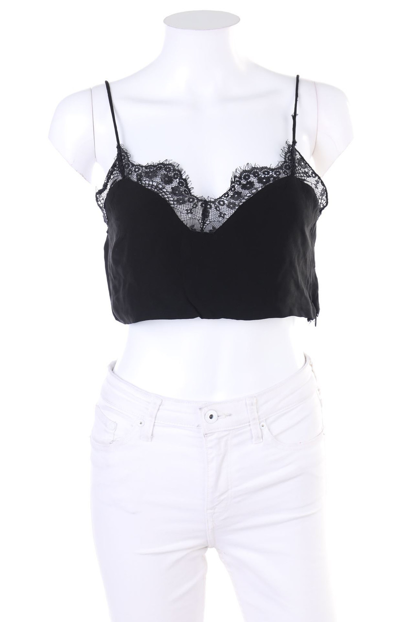 ZARA TRF - Cropped-Blusentop mit Spitze - M