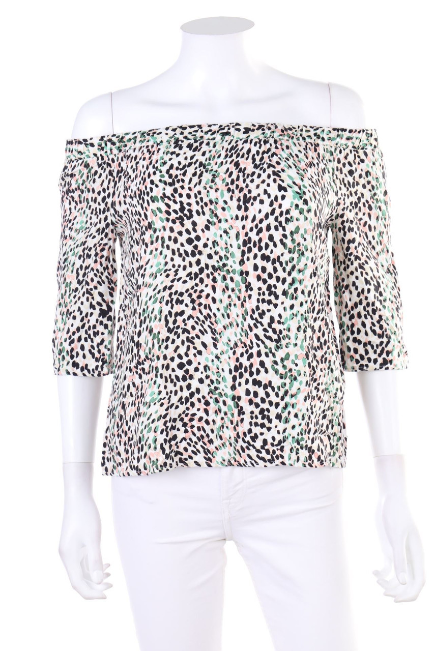 RESERVED - Off-the-shoulder blouse with Print - D 34
