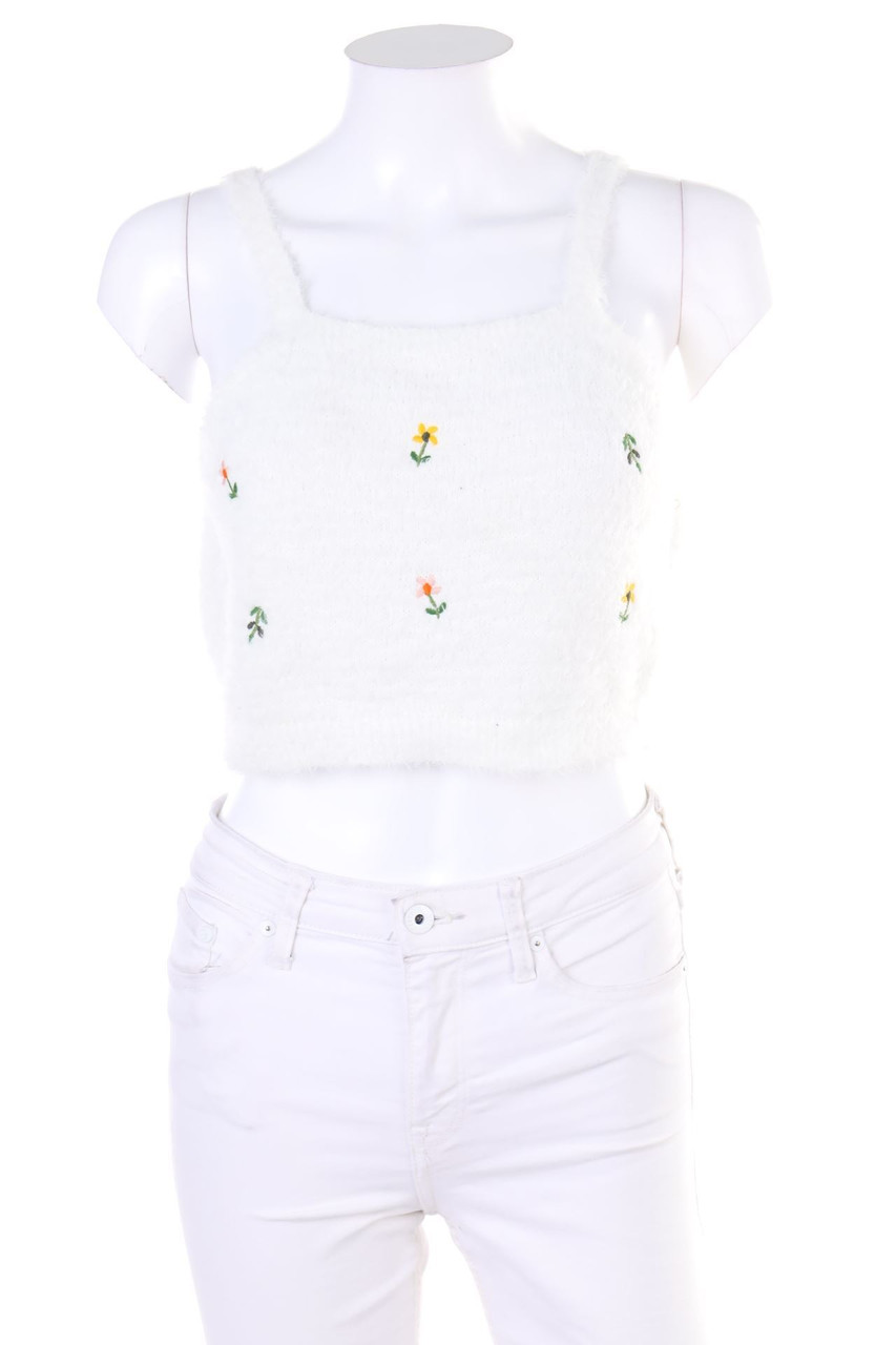 Trendyol - Teddy-Crop-Top mit Blumen-Print - M