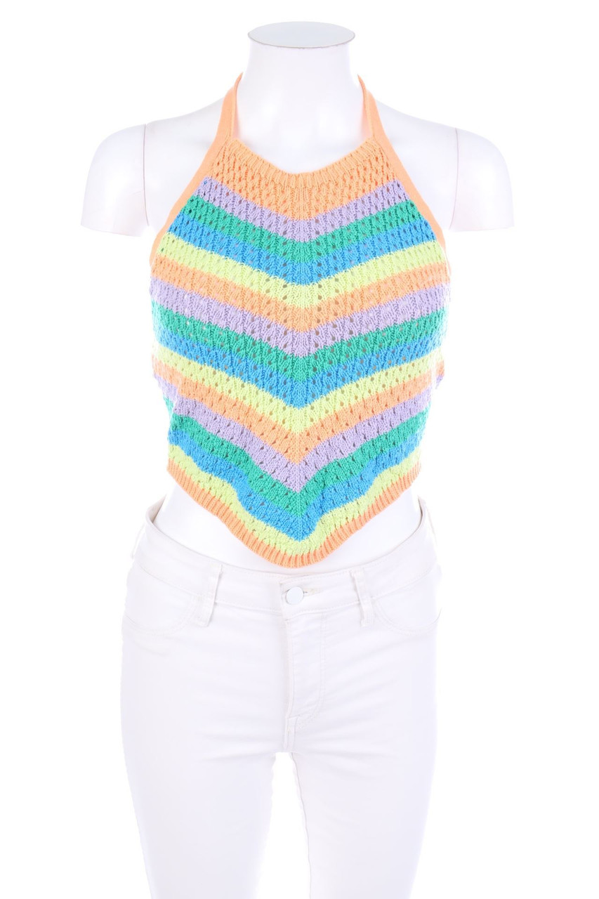 Stradivarius - Neckholder Cotton Knit Crewneck Top - M