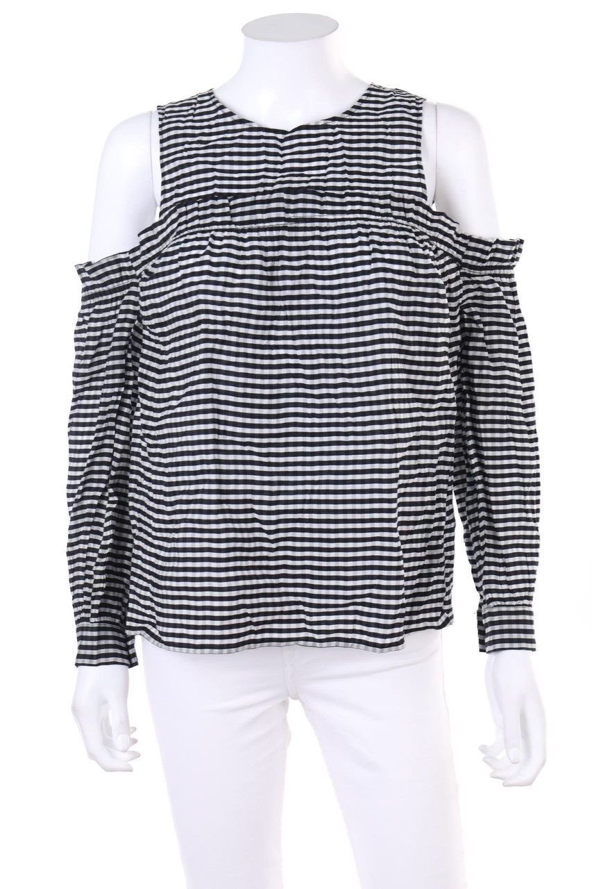 H&M - Cold-Shoulder-Bluse mit Karo-Muster - D 36