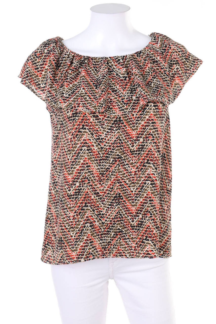 No Label - Volants-Blouse Top with Zig Zag Pattern - D 38