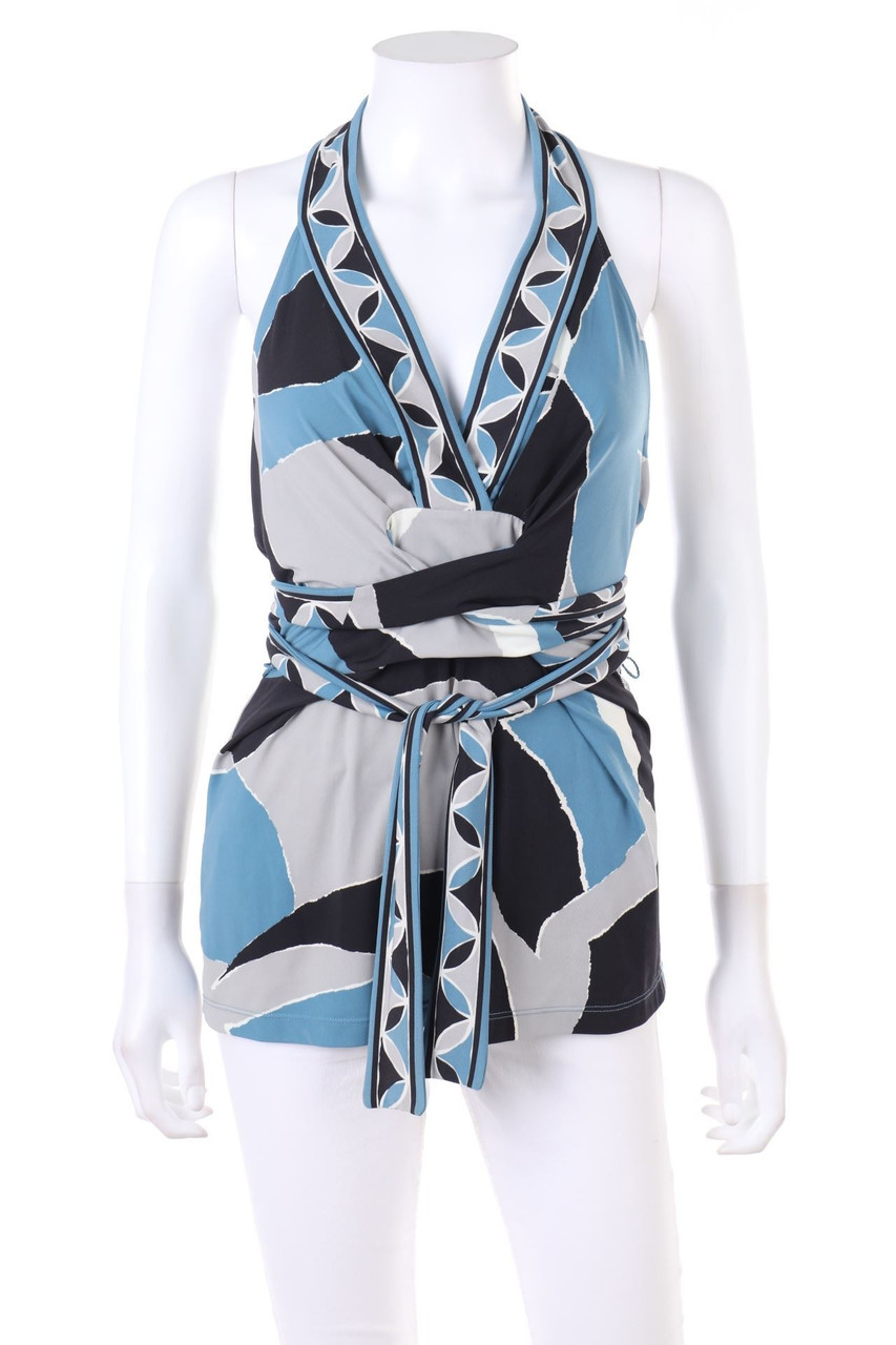 BCBG MAXAZRIA - Neckholder-Top zum Knoten mit Print im 60s-Style - M