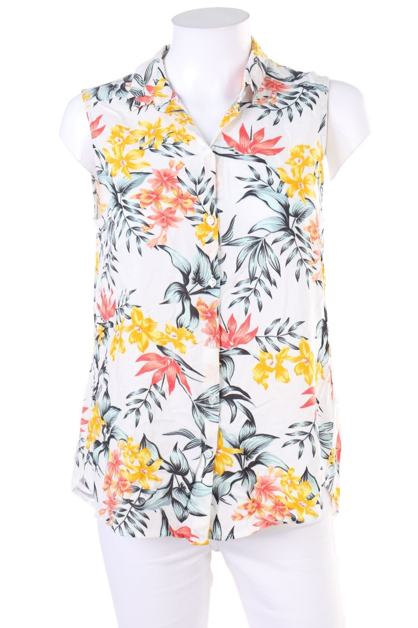 H&M DIVIDED - ärmellose Hemd-Bluse mit Tropical Print - D 36