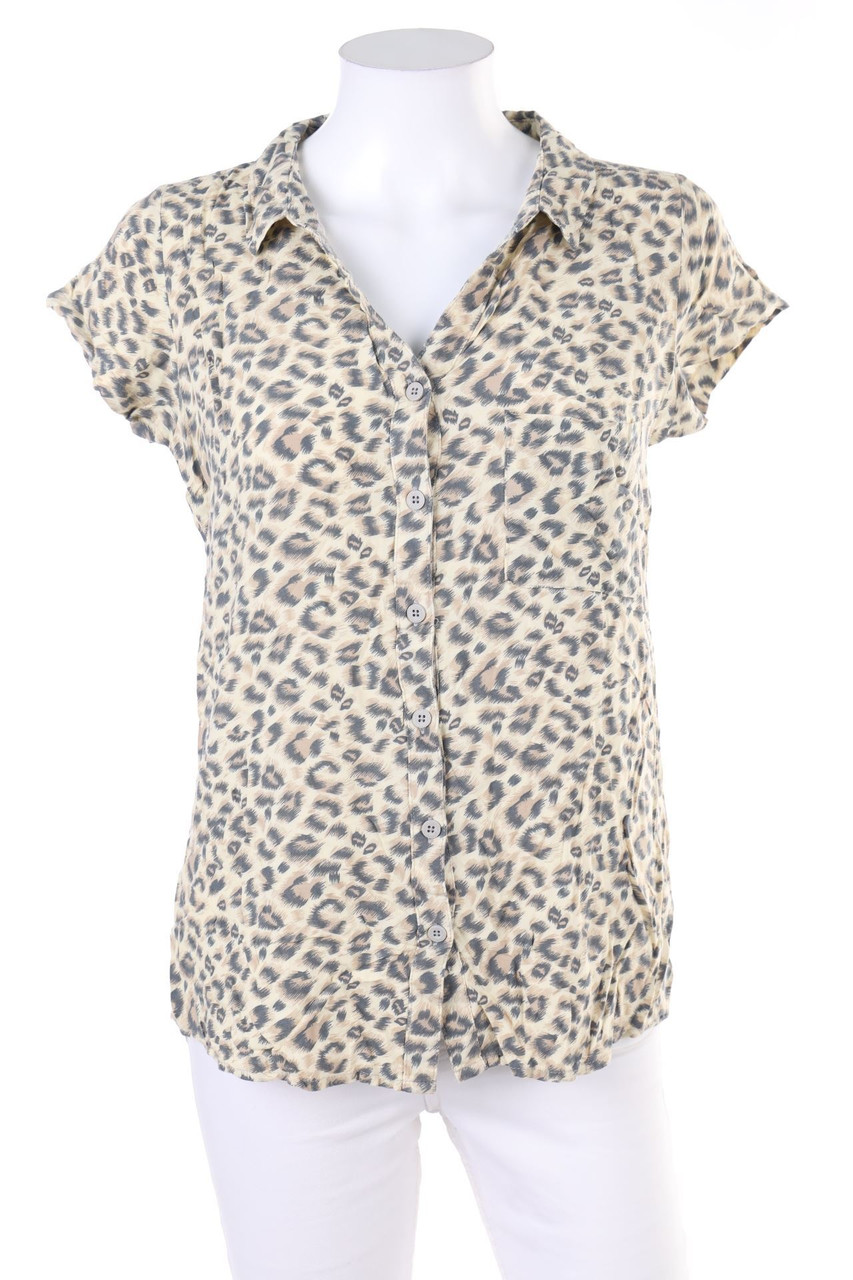 Sublevel - Shortsleeve Blouse with Leo Print - S
