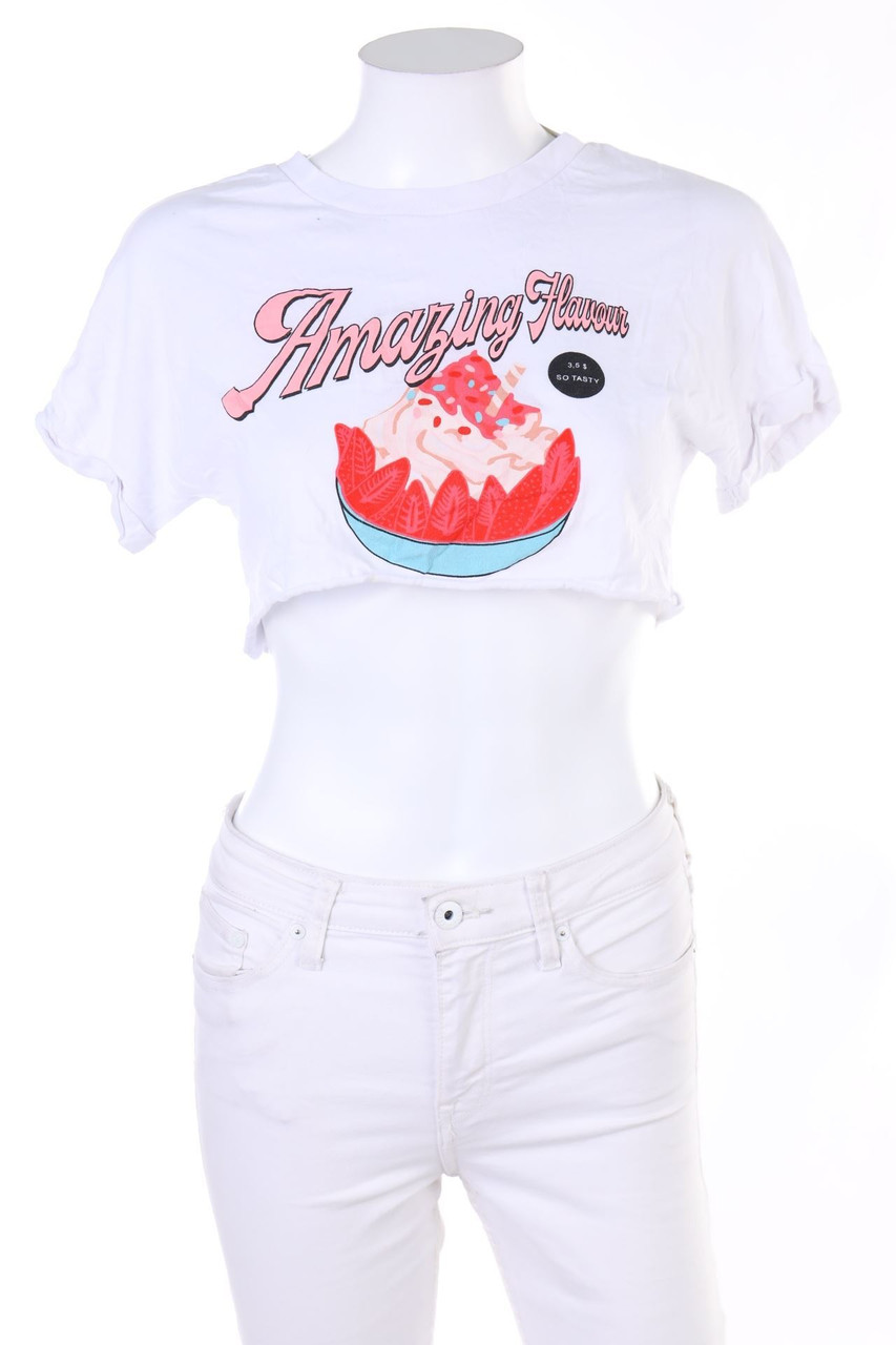 PULL&BEAR - Cropped-Shirt mit Print - XS