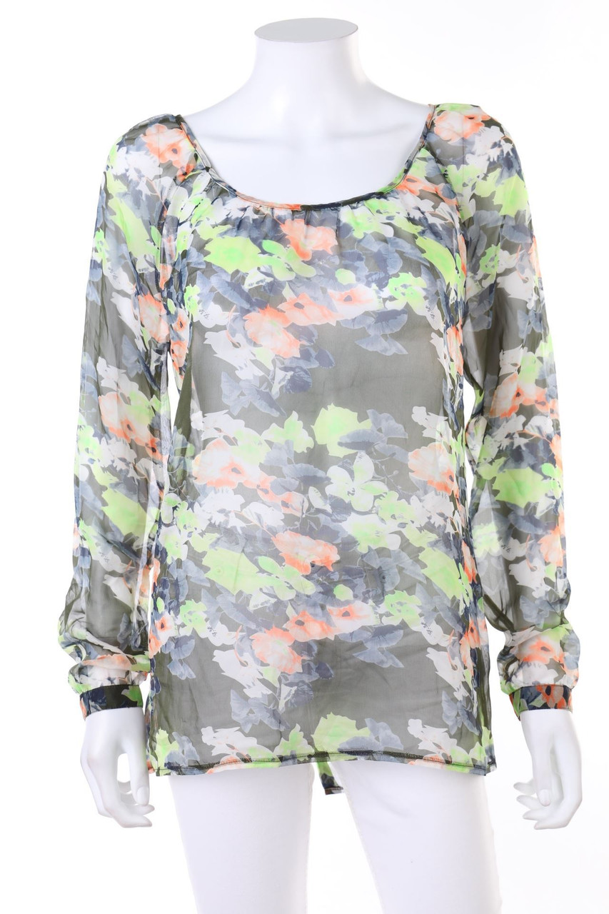 zebra - Chiffon-Blouse with floral print - M
