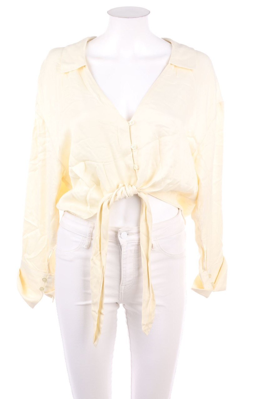 ZARA - Cropped-Bluse mit Schleife - S