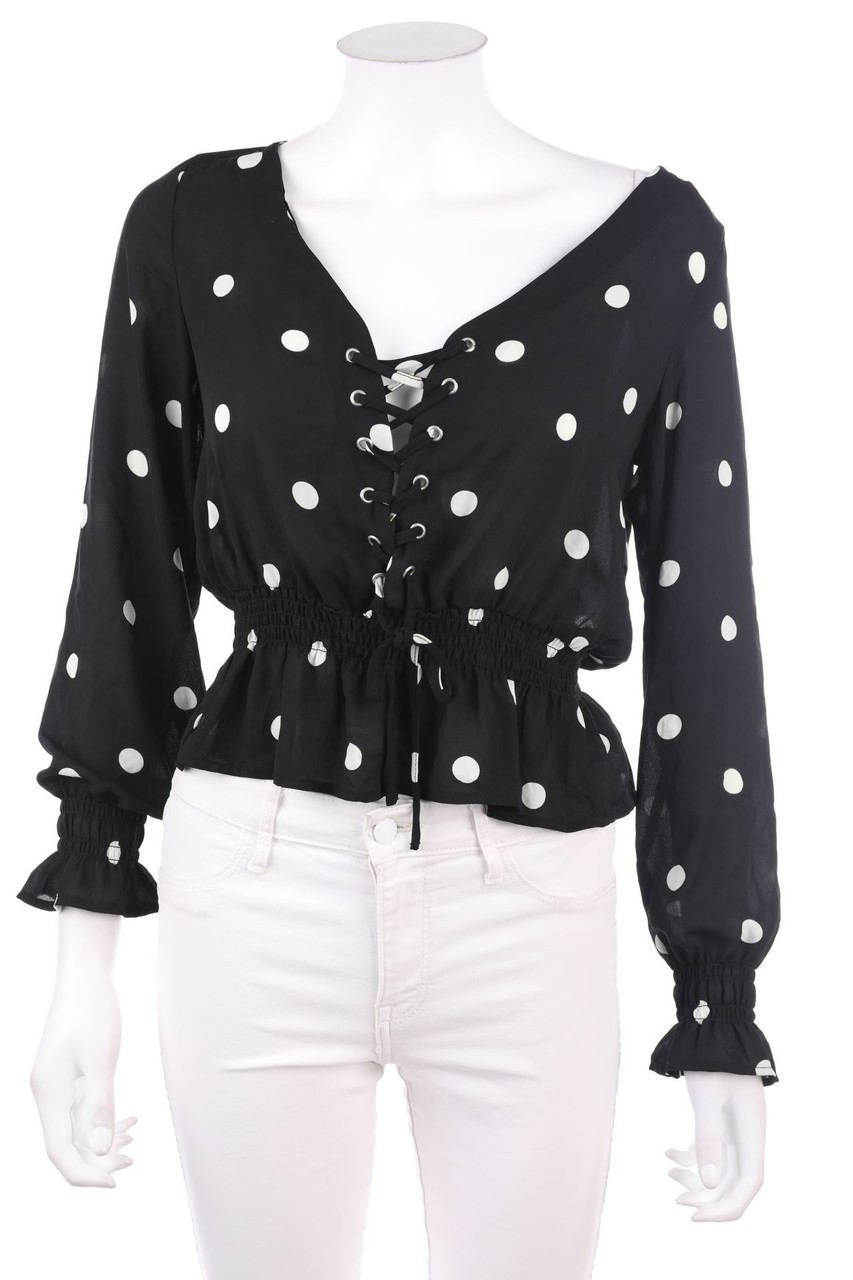 H&M DIVIDED - Polka Dot-Bluse mit Schnürung - D 34
