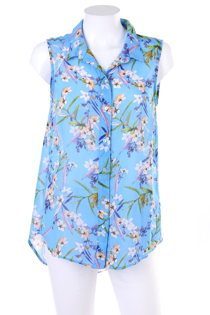 H&M - ärmellose Hemd-Bluse mit Blumen-Print - D 38