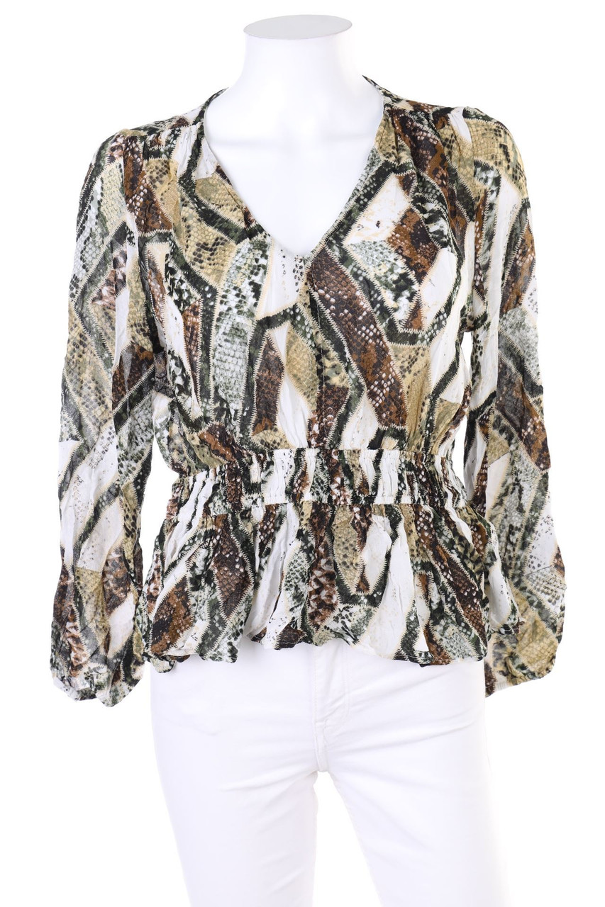 H&M - Print-Bluse mit Gummizug - D 32