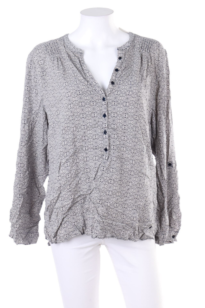 olsen - Print-Bluse aus Viskose mit Krempel-Ärmeln - D 46