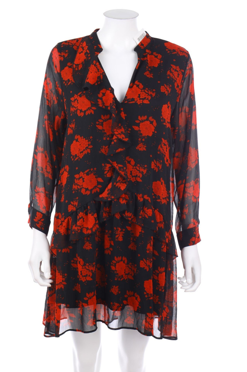 ZARA - Chiffon-Dress with Volants - L